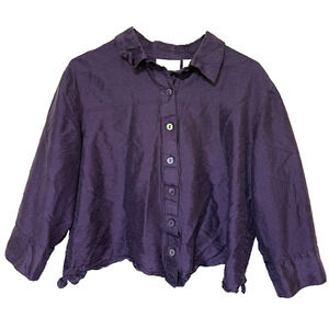 Chicos Womens 100% Silk Button Up Blouse Top Large Career Professional Formal